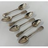 SET OF SIX SILVER FIDDLE PATTERN GRAPEFRUIT SPOONS,