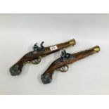 TWO REPRODUCTION FLINT LOCK PISTOLS