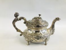 A GEORGIAN SILVER IRISH TEAPOT PROBABLY DUBLIN 1880 MARKED WEST & W.