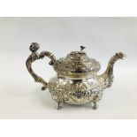 A GEORGIAN SILVER IRISH TEAPOT PROBABLY DUBLIN 1880 MARKED WEST & W.