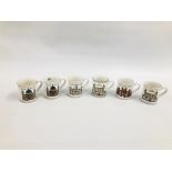 SET OF SIX DENBY STONEWARE MUGS DEPICTING VARIOUS LANDMARKS