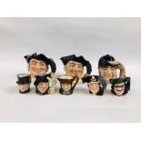 EIGHT ROYAL DOULTON CHARACTER JUGS TO INCLUDE MINE HOST, GONE AWAY, DICK TURPIN, TAM O'SHANTER,