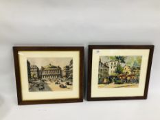 A PAIR OF OAK FRAMED FRENCH WATERCOLOURS SIGNED SEGUIE.