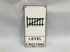 A REPRODUCTION CAST IRON "LEVEL CROSSING PLAQUE WIDTH 29CM. HEIGHT 58CM.