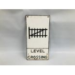 A REPRODUCTION CAST IRON "LEVEL CROSSING PLAQUE WIDTH 29CM. HEIGHT 58CM.