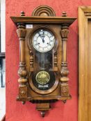 VIENNA MAHOGANY CASED WALL CLOCK ENAMELLED DIAL