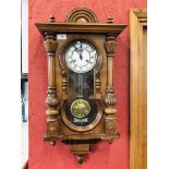 VIENNA MAHOGANY CASED WALL CLOCK ENAMELLED DIAL