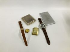 SMALL COLLECTION OF WATCHES AND SMOKING PARAPHERNALIA TO INCLUDE HILSON WATCH REVERSE MARKED 265,