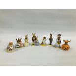 A COLLECTION OF EIGHT ROYAL DOULTON BUNNYKINS CABINET ORNAMENTS TO INCLUDE BEDTIME DB55,