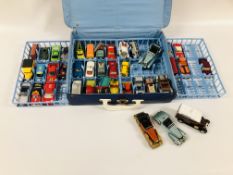 A COLLECTION OF MAINLY VINTAGE LESNEY MATCHBOX DIE CAST MODEL VEHICLES IN CARRY CASE