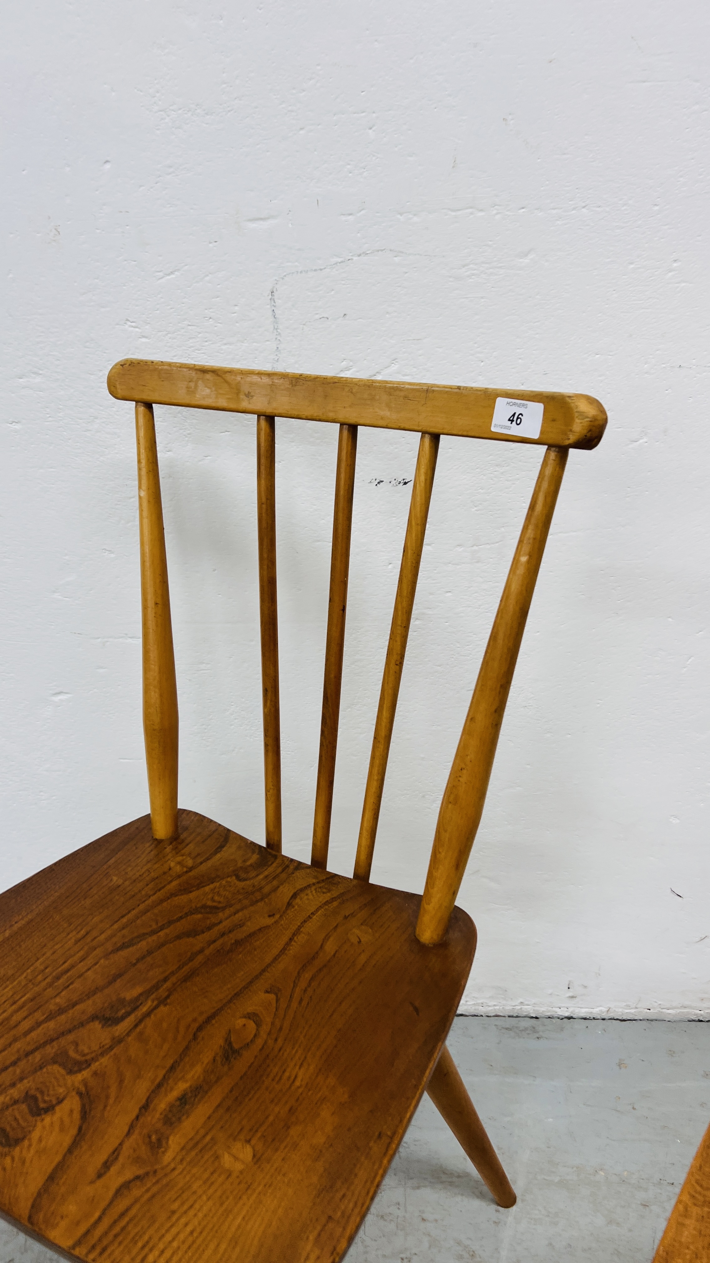 PAIR OF ERCOL STYLE (NO MAKERS LABEL) STICK BACK CHAIRS - Image 3 of 8