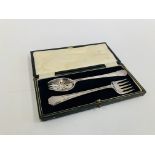A SILVER SPOON AND FORK SET, SHEFFIELD 1919 BY H. WILKINSON.