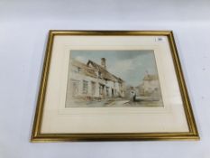 ARTHUR DAVIS WATERCOLOUR "COTTAGES AT NEW BUCKENHAM" 21.5CM. X 30CM.