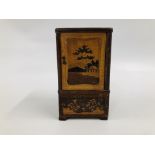 VINTAGE ORIENTAL INLAID MARQUETRY WOODEN CIGARETTE CIGAR CABINET HEIGHT 15.5CM.