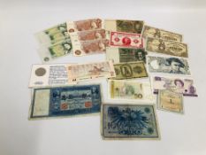 PACKET OF TWENTY MIXED BANK NOTES INCLUDING BRITISH.