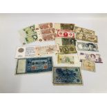 PACKET OF TWENTY MIXED BANK NOTES INCLUDING BRITISH.