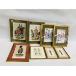 EIGHT FRAMED AND MOUNTED MILITARY PRINTS.