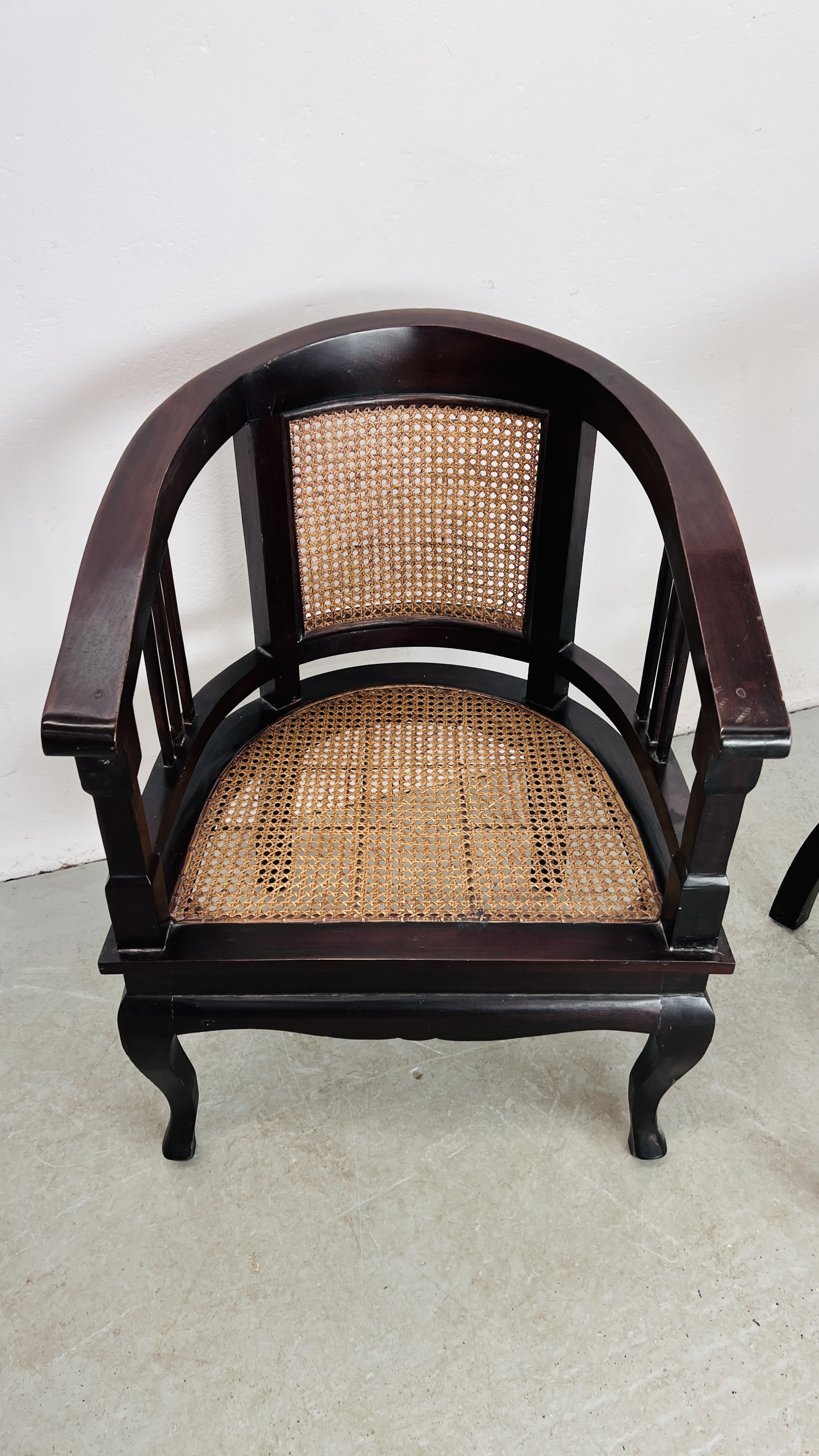 A PAIR OF HOOF BACK MAHOGANY CHAIRS WITH BERGER WORK BACK AND SEAT. - Image 8 of 18