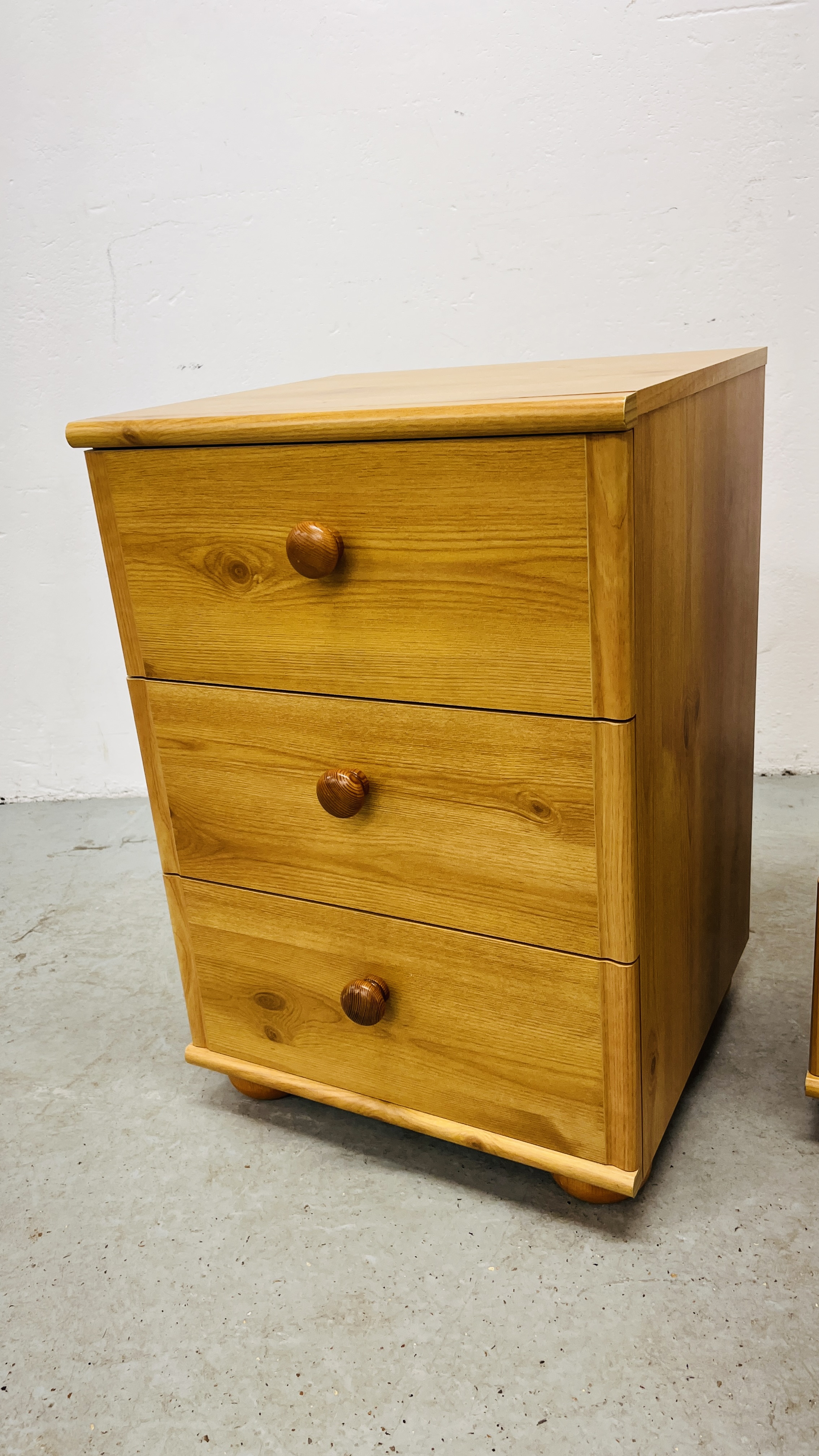 PAIR OF ALSTONS THREE DRAWER BEDSIDE CHESTS WIDTH 45CM. DEPTH 41CM. HEIGHT 65CM. - Image 2 of 9