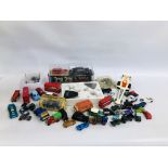 A QUANTITY OF MIXED DIE CAST MODEL VEHICLES INCLUDING MATCHBOX, 007, TONKA, ETC.