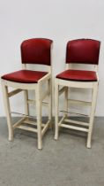 PAIR OF VINTAGE 1950'S SHABBY CHIC BAR CHAIRS,
