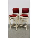 PAIR OF VINTAGE 1950'S SHABBY CHIC BAR CHAIRS,