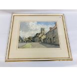 FRAMED WATERCOLOUR "LAVENDON - NORTHANTS" BEARING SIGNATURE STANLEY ORCHART WIDTH 47CM. HEIGHT 35CM.