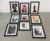 A QUANTITY OF KYLIE AND DANNI MINOGUE FRAMED PICTURES AND FRAMED MELBOURNS PREMIER ADVERTISING