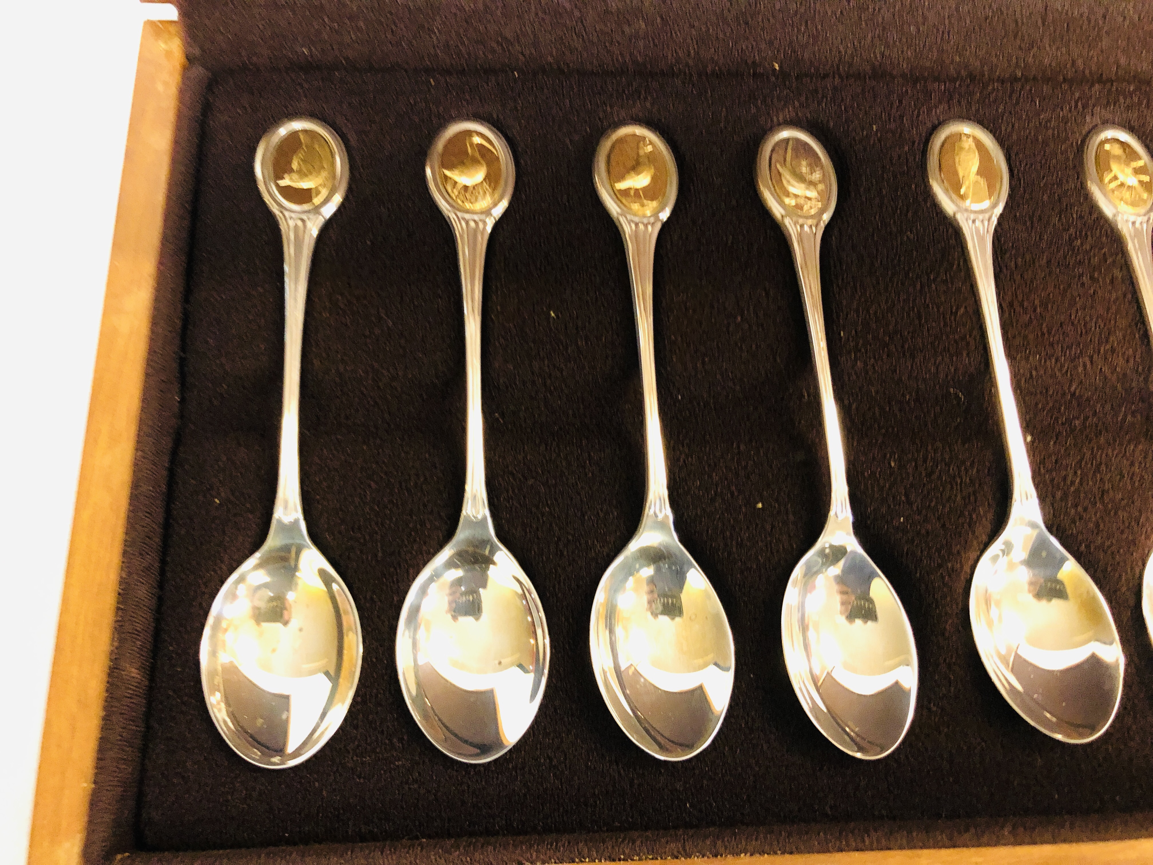 RSPB "THE ROYAL SOCIETY FOR THE PROTECTION OF BIRDS" CASED SET OF TWELVE SILVER SPOONS - Image 2 of 5