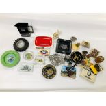 A COLLECTION OF SMOKING PARAPHERNALIA TO INCLUDE ADVERTISING ASHTRAYS, MATCH BOXES,