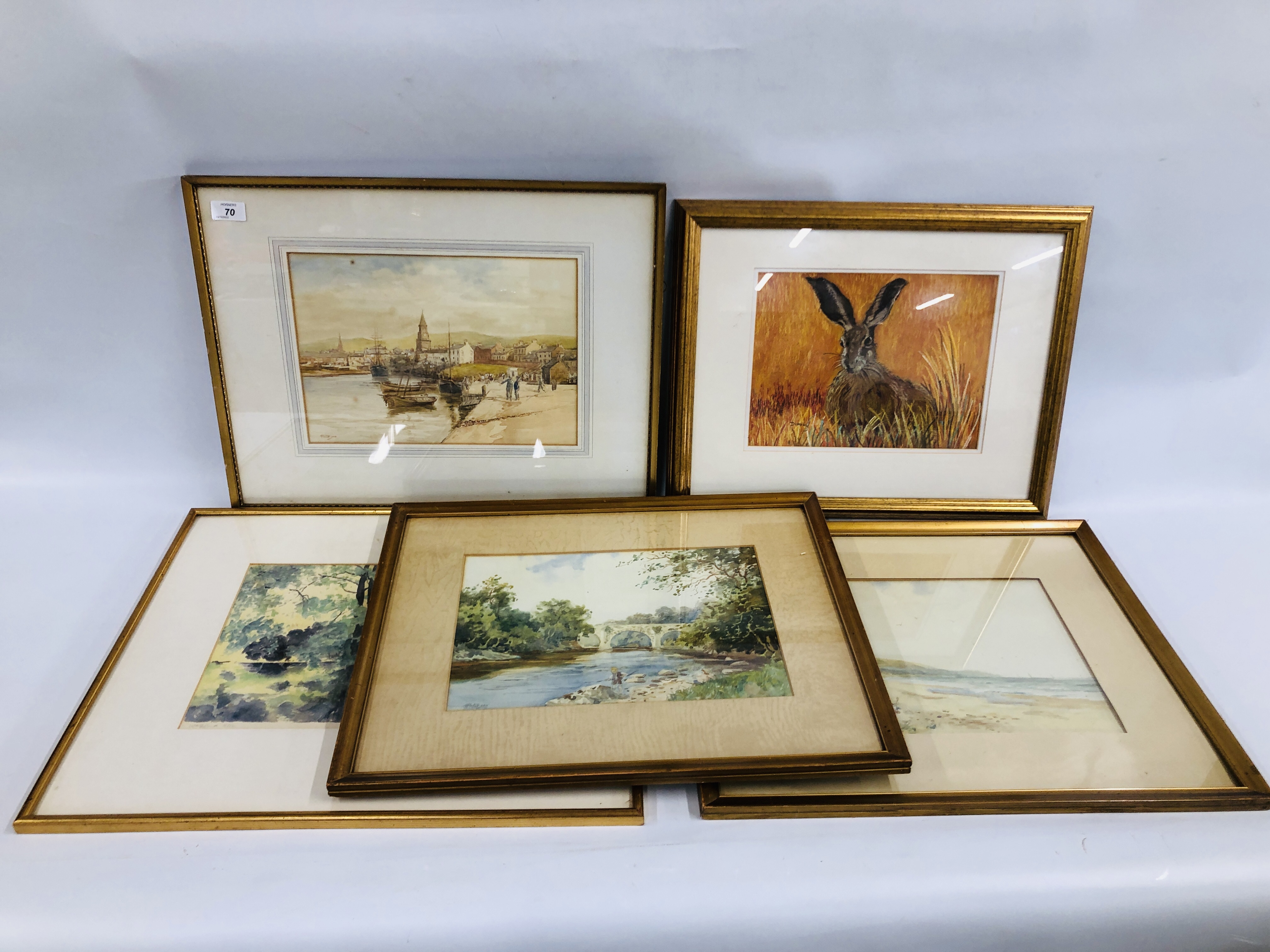 THREE FRAMED WATERCOLOURS BEARING SIGNATURE PETERSON - HARBOUR SCENE,