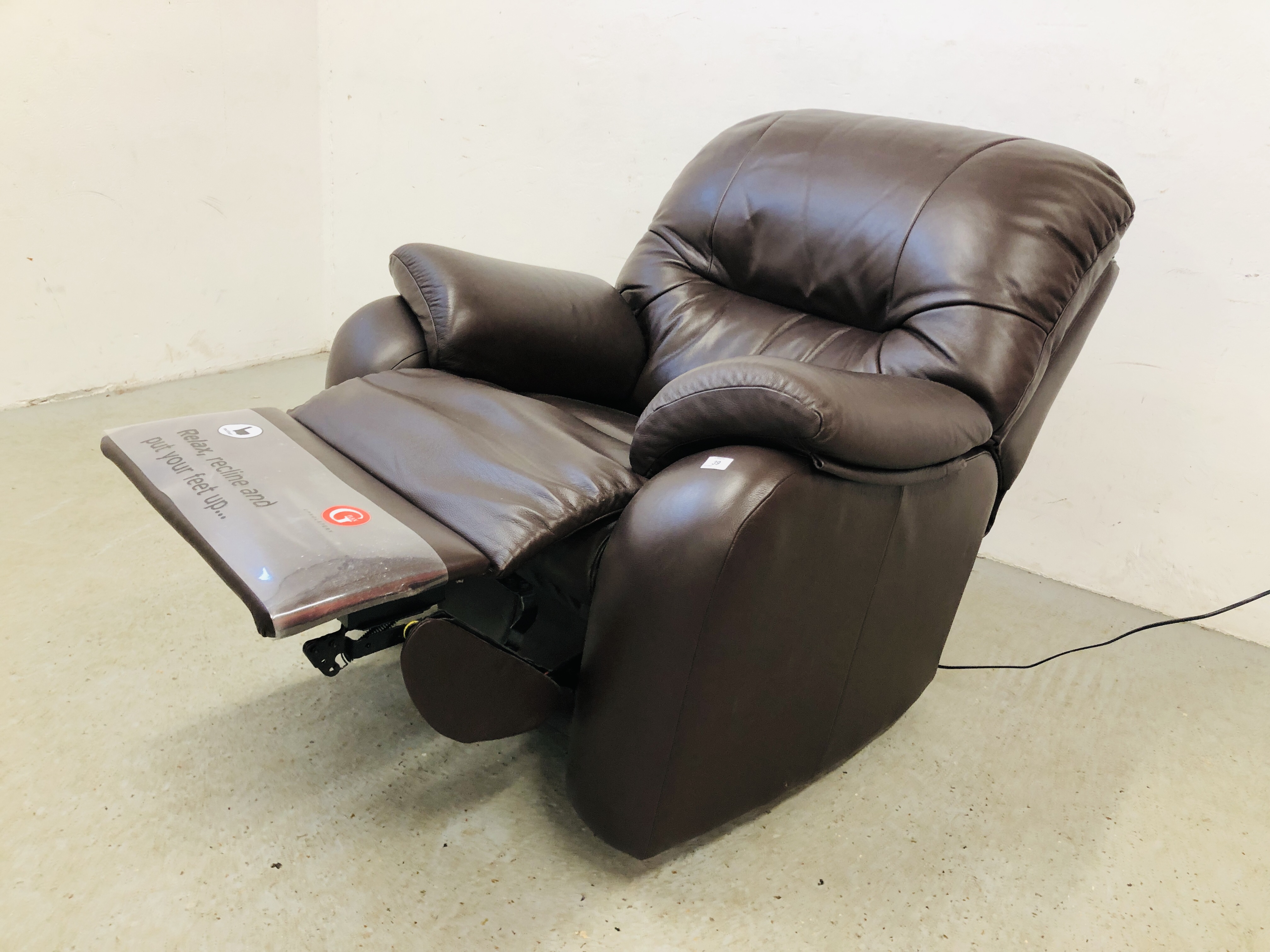 G-PLAN BROWN LEATHER RECLINING ARM CHAIR - SOLD AS SEEN - Image 6 of 8