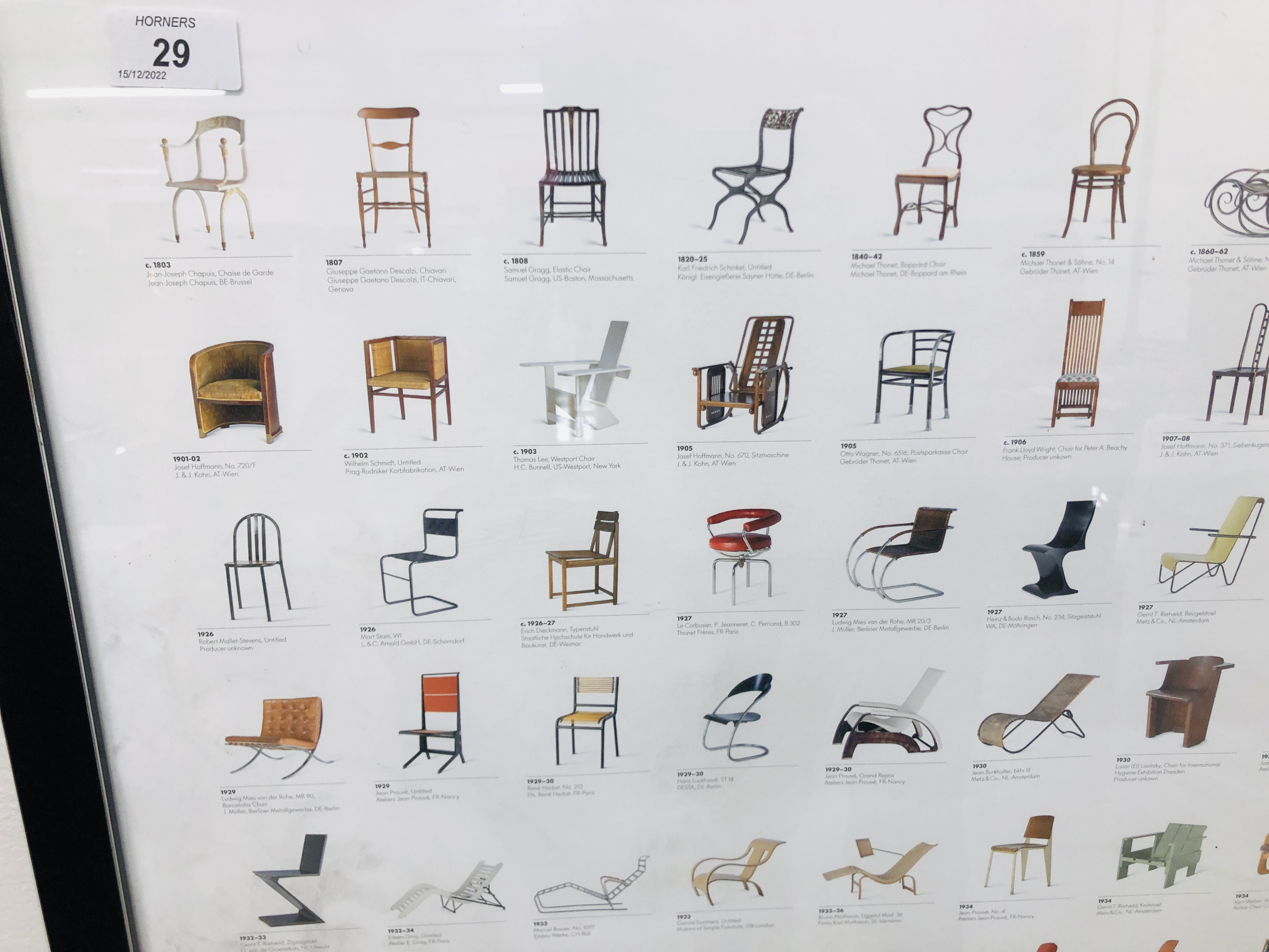 A LARGE VITRA DESIGN MUSEUM "THE CHAIRS COLLECTION" POSTER 1803 TO 2012. - Image 4 of 9