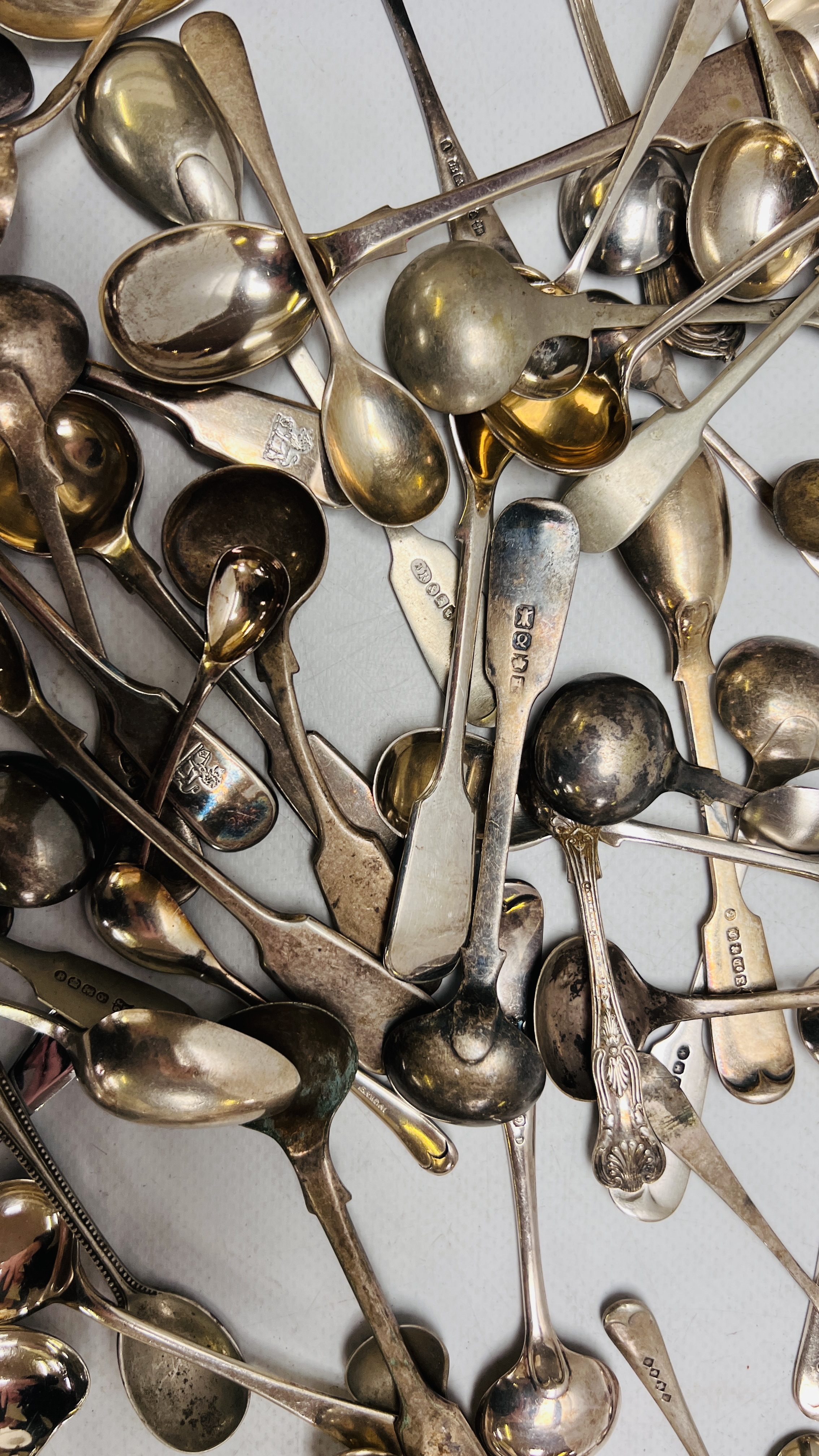 AN EXTENSIVE COLLECTION OF SILVER PLATED SALT AND MUSTARD SPOONS - Image 6 of 9