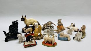 COLLECTION OF ASSORTED CAT ORNAMENTS TO INCLUDE COPPERCRAFT ALONG WITH FOUR ROYAL DOULTON EXAMPLES