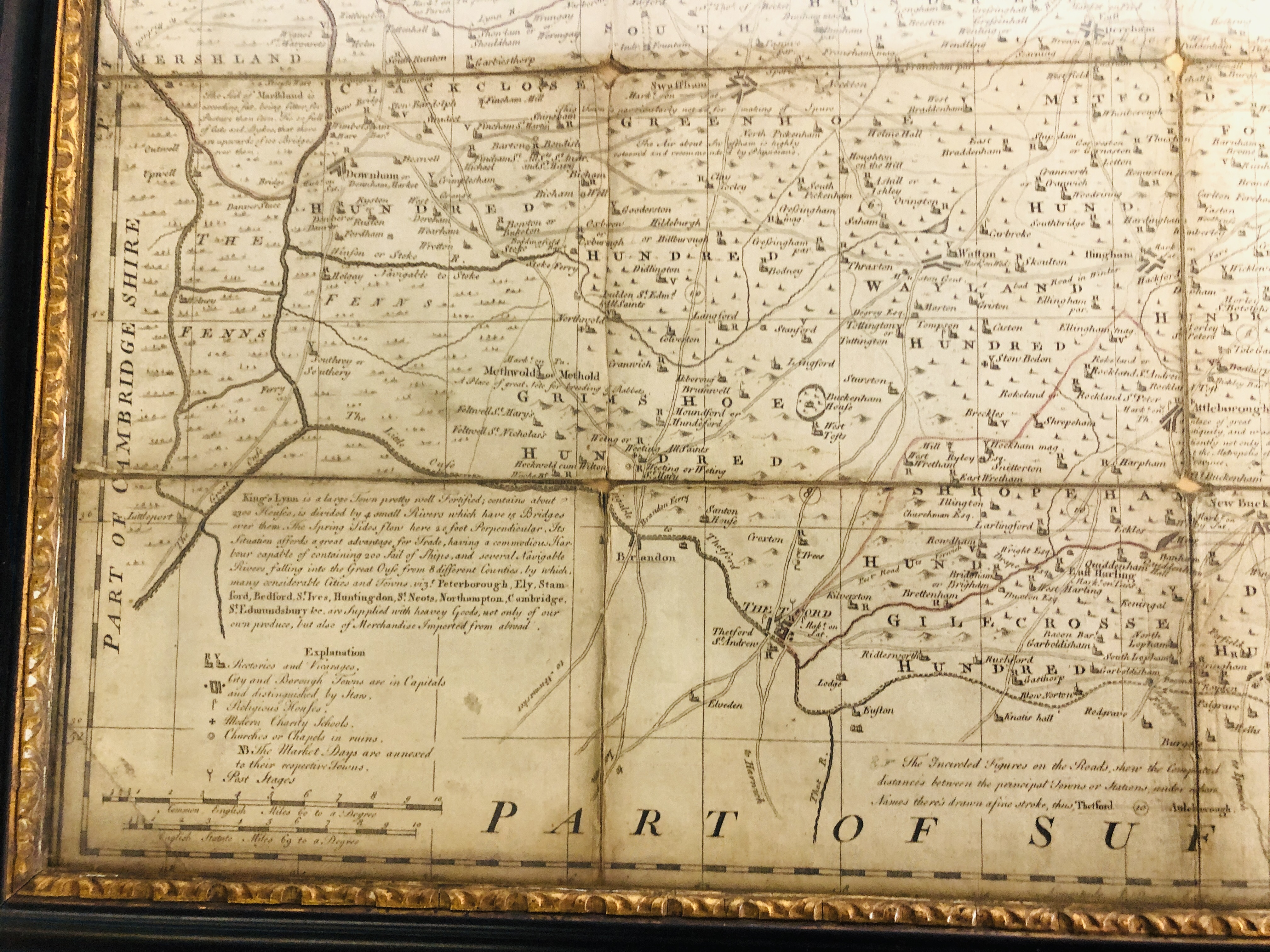 A BOWEN MAP OF NORFOLK IN HOGARTH FRAME, 54 X 73CM (FOXED). - Image 9 of 10