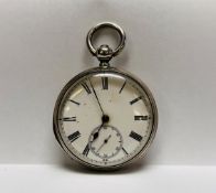 VINTAGE SILVER CASED POCKET WATCH MARKED 900 WITH ENAMELLED DIAL