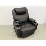BROWN FAUX LEATHER FULL BODY MASSAGE CHAIR AND WITH REMOTE CONTROLS - FAULTY REQUIRES ATTENTION -