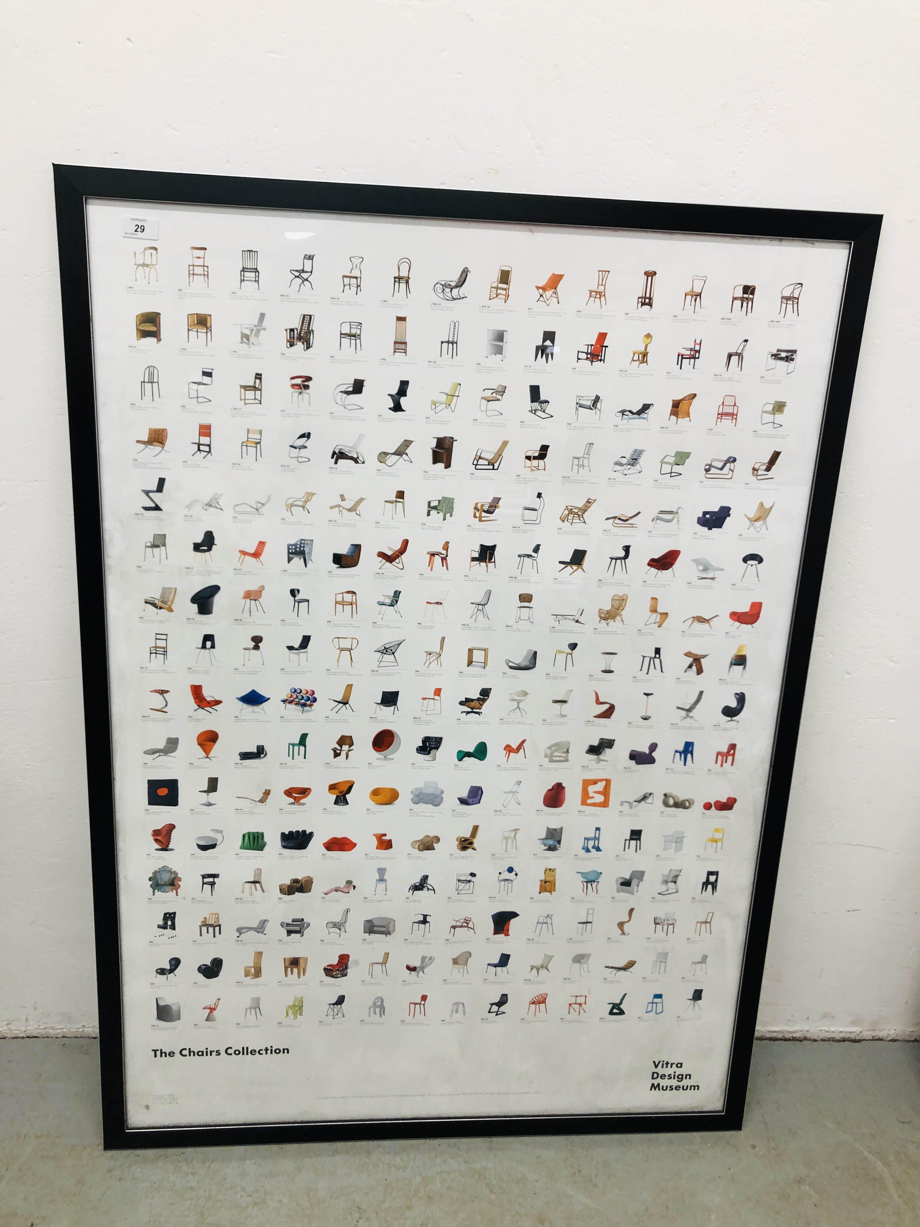 A LARGE VITRA DESIGN MUSEUM "THE CHAIRS COLLECTION" POSTER 1803 TO 2012.
