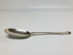 A GEORGE I SILVER HANOVERIAN PATTERN SERVING SPOON,