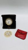 VINTAGE TRAVELLING CLOCK, ENAMELLED DIAL ALONG WITH A VINTAGE POCKET FORECASTER PATENT NO.