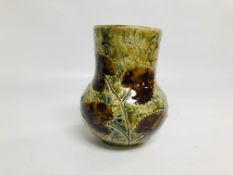 DOULTON LAMBETH AUTUMN LEAVES VASE, IMPRESSED MAKERS MARK TTT AND INITIALS AS HEIGHT 17CM.