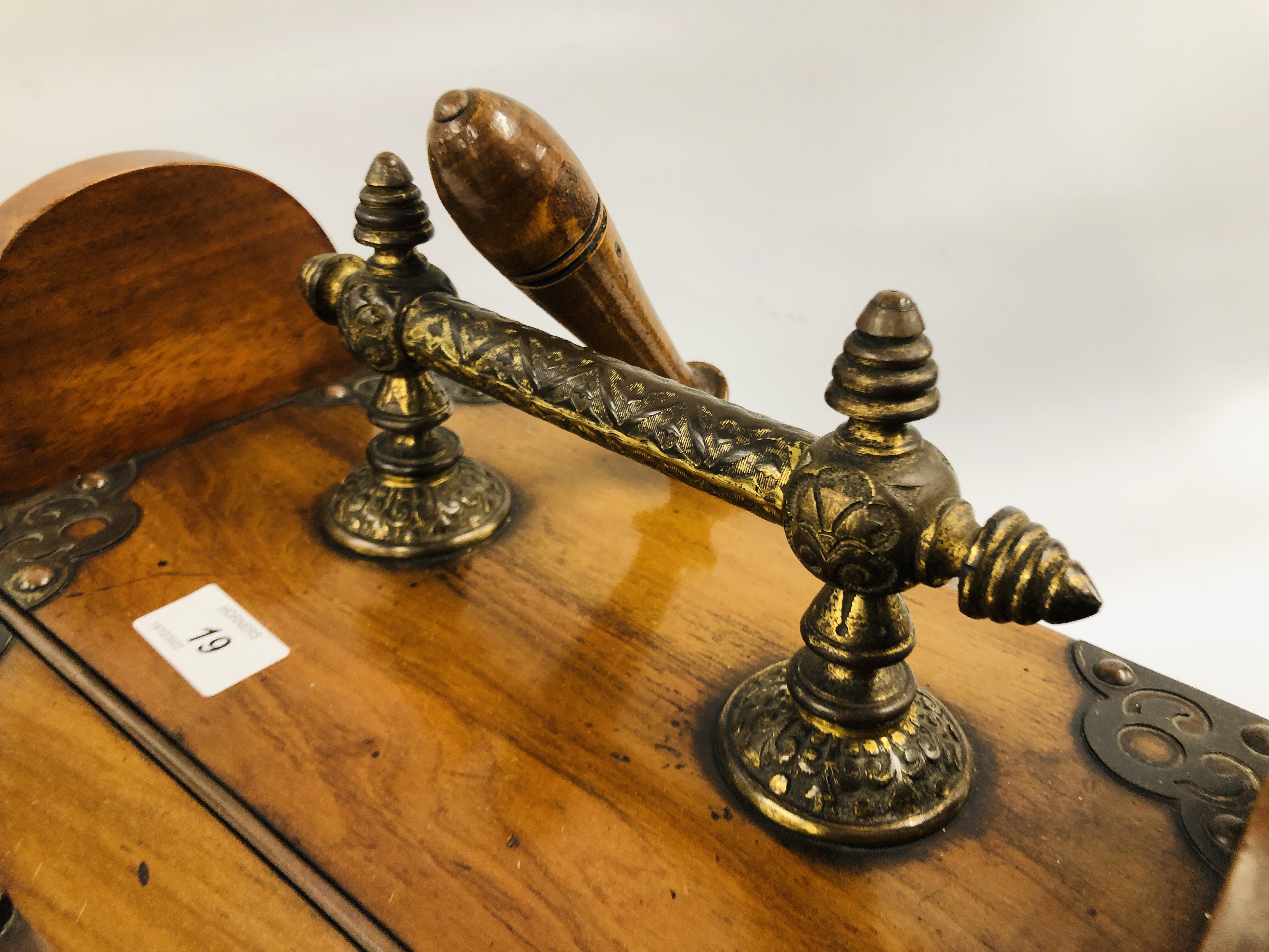 A WALNUT COAL BOX WITH CARVED PANEL DETAILING, - Image 5 of 7