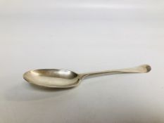 A GEORGE III SILVER HANOVERIAN PATTERN SERVING SPOON, BY JOHN HUGH LE SAGE,