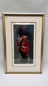 A LIMITED EDITION FRAMED AND MOUNTED SIGNED GICLEE ON PAPER OF "THE QUEENS GUARD" BY BARRY