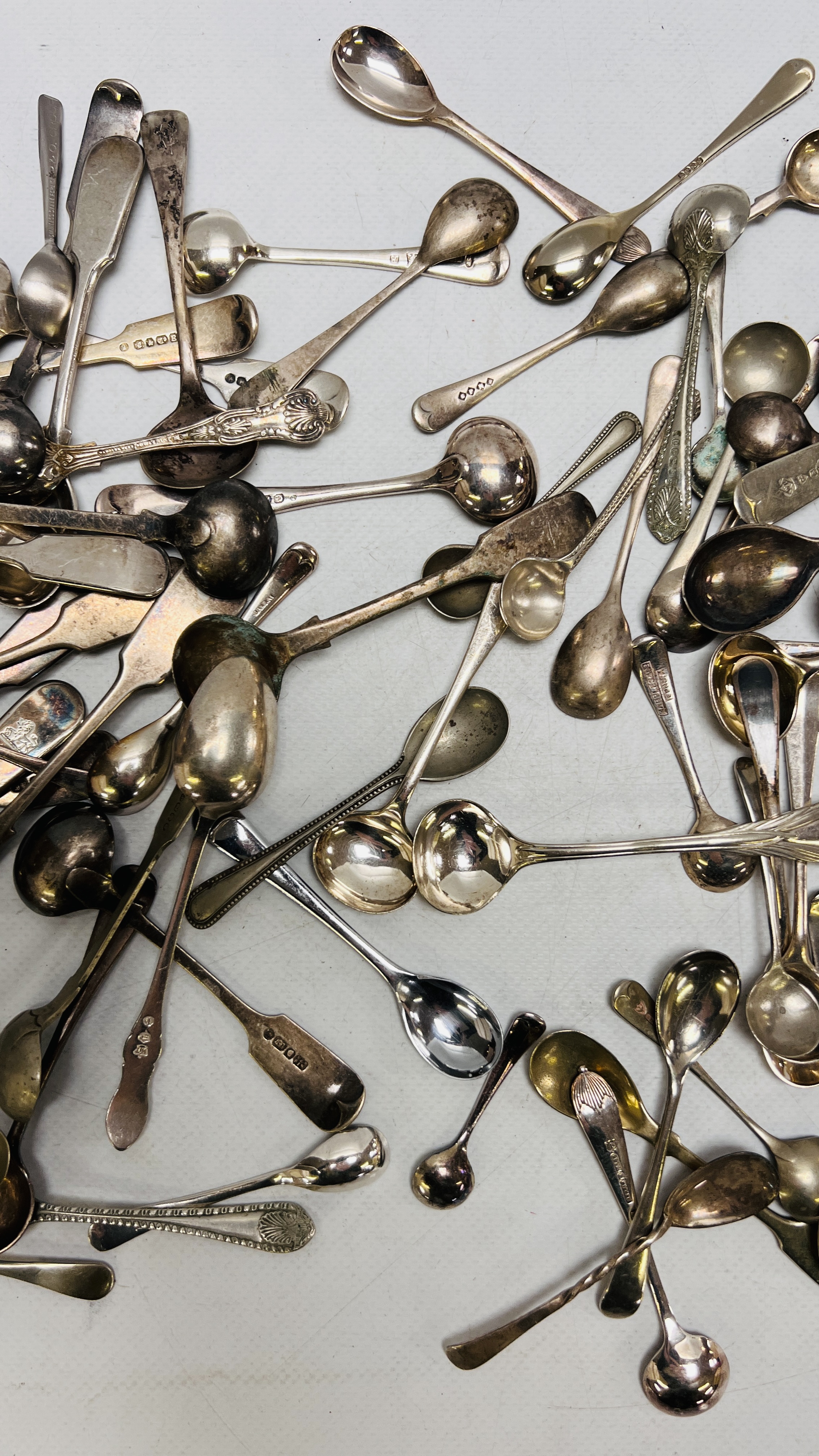 AN EXTENSIVE COLLECTION OF SILVER PLATED SALT AND MUSTARD SPOONS - Image 3 of 9