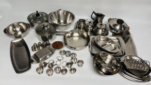 FIVE PIECES OF BRAMAH STAINLESS STEEL COFFEE SET ALONG WITH A FURTHER BOX OF STAINLESS STEEL