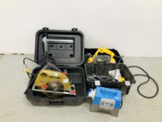 DEWALT DW680L-XW 110V PLANER IN FITTED TRAVEL CASE ALONG WITH 110V SKILSAW S466 IN FITTED TRAVEL
