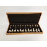 RSPB "THE ROYAL SOCIETY FOR THE PROTECTION OF BIRDS" CASED SET OF TWELVE SILVER SPOONS