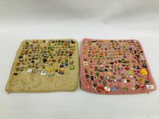 TWO CUSHION COVERS CONTAINING AN EXTENSIVE COLLECTION OF BADGES MANY ENAMELLED EXAMPLES APPROX.